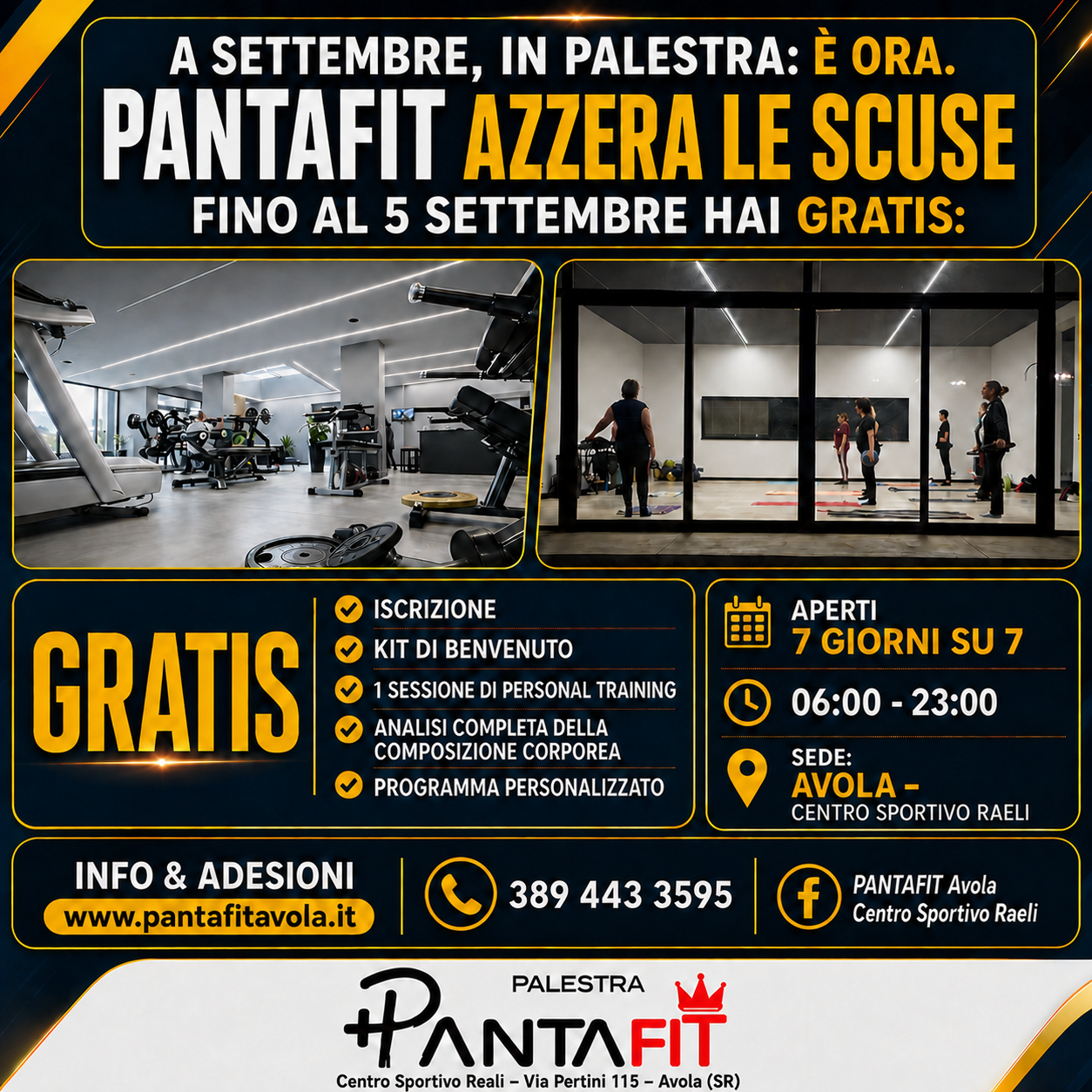Promo PantaFit Avola fino al 5 settembre con 5 vantaggi del valore di 120 euro in omaggio